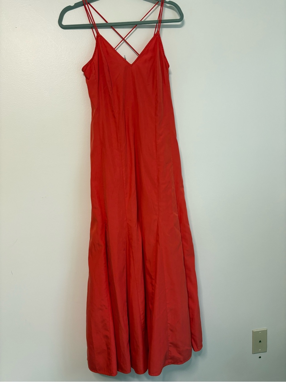 Anthro HD in Paris Sassafras Dress Coral Spaghetti-Strap Modal Maxi Dress Sz 4 - Picture 3 of 11